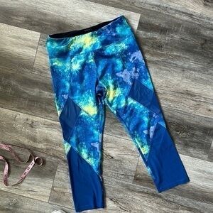 VOGO athletica pants workout leggings blue yellow size medium
